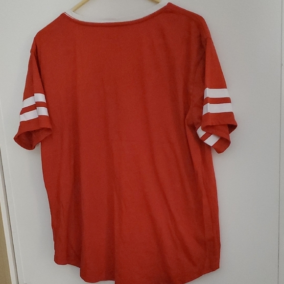 Coca-Cola Red V-Neck Tee with White Accents - Picture 4 of 4